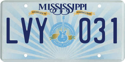 MS license plate LVY031