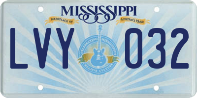 MS license plate LVY032