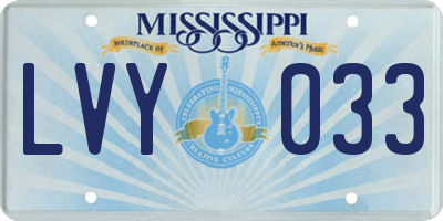 MS license plate LVY033