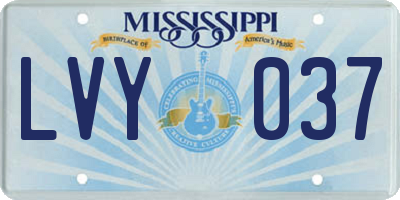 MS license plate LVY037
