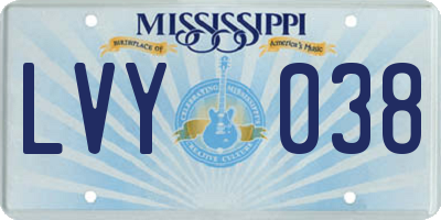 MS license plate LVY038