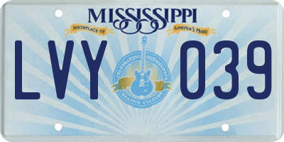 MS license plate LVY039