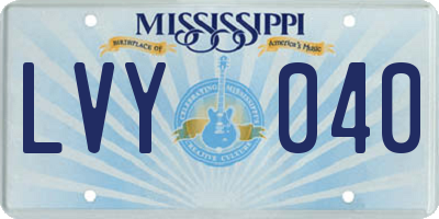 MS license plate LVY040
