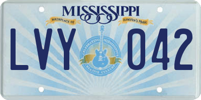 MS license plate LVY042