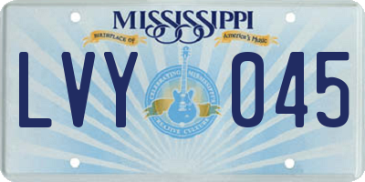 MS license plate LVY045