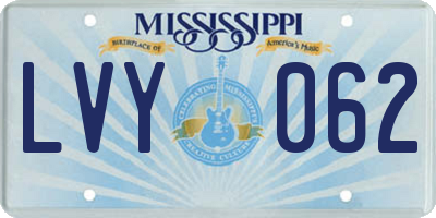 MS license plate LVY062