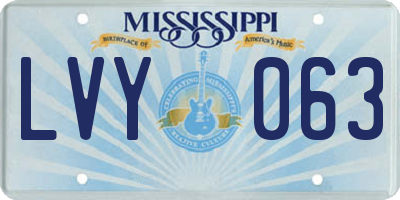 MS license plate LVY063