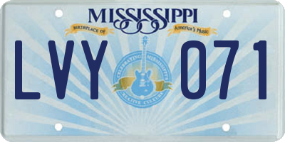 MS license plate LVY071