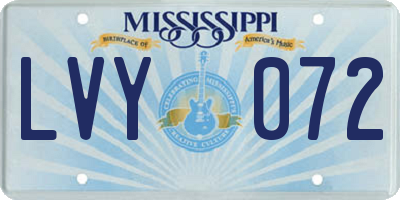 MS license plate LVY072