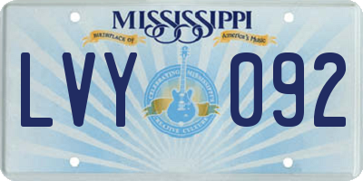 MS license plate LVY092