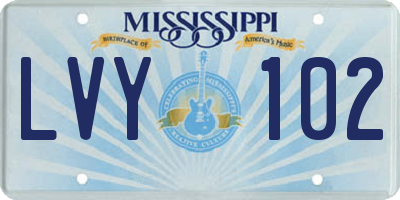 MS license plate LVY102