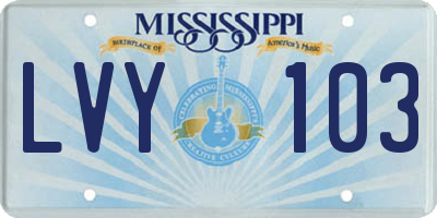 MS license plate LVY103