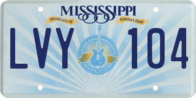 MS license plate LVY104