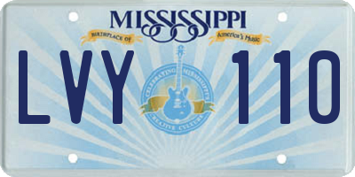 MS license plate LVY110