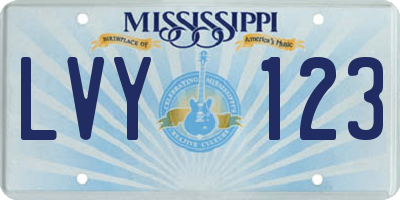 MS license plate LVY123