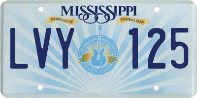 MS license plate LVY125