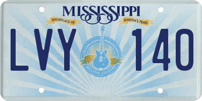 MS license plate LVY140