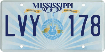 MS license plate LVY178