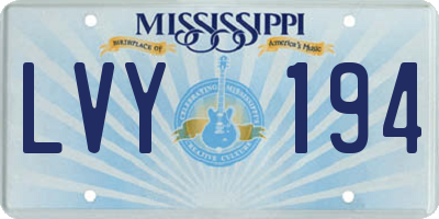 MS license plate LVY194