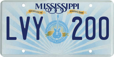 MS license plate LVY200