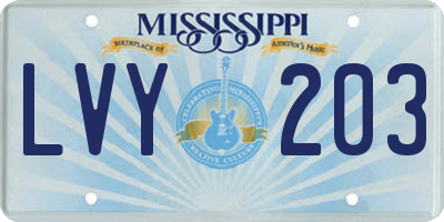 MS license plate LVY203