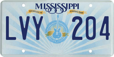 MS license plate LVY204
