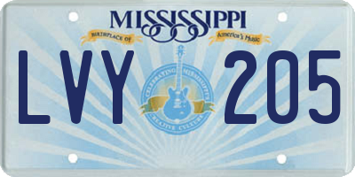 MS license plate LVY205
