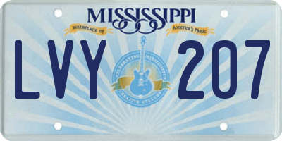 MS license plate LVY207