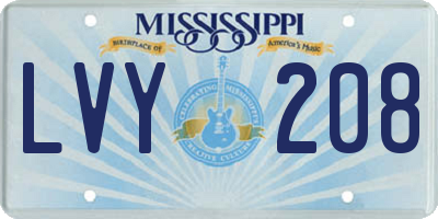 MS license plate LVY208