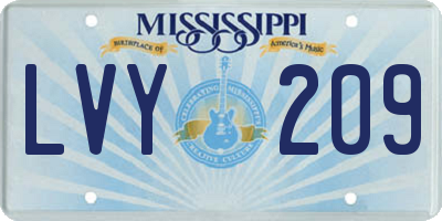 MS license plate LVY209