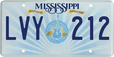 MS license plate LVY212
