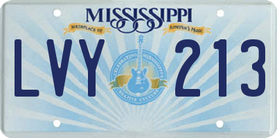 MS license plate LVY213