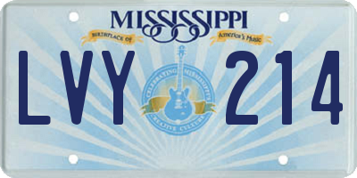 MS license plate LVY214