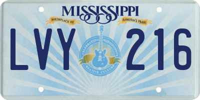 MS license plate LVY216