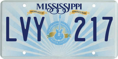 MS license plate LVY217