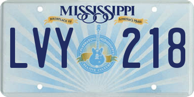 MS license plate LVY218
