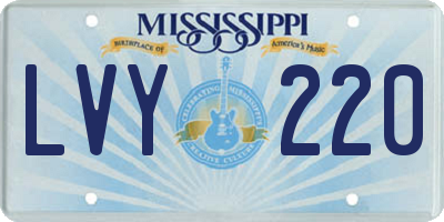 MS license plate LVY220