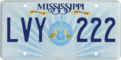 MS license plate LVY222