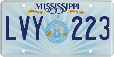 MS license plate LVY223