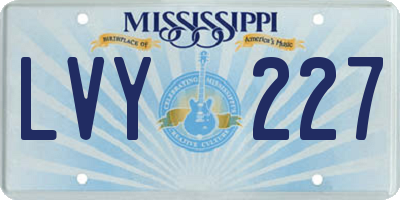 MS license plate LVY227