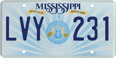 MS license plate LVY231