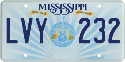 MS license plate LVY232