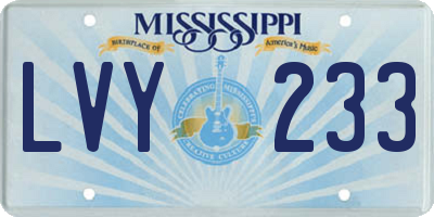 MS license plate LVY233