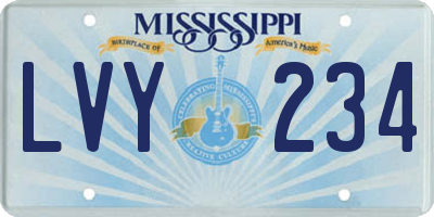 MS license plate LVY234