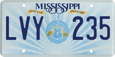 MS license plate LVY235