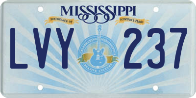 MS license plate LVY237