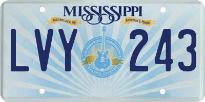 MS license plate LVY243