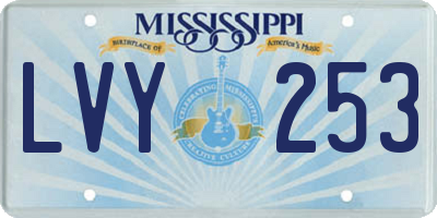 MS license plate LVY253