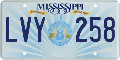 MS license plate LVY258