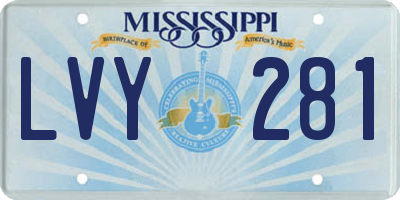 MS license plate LVY281